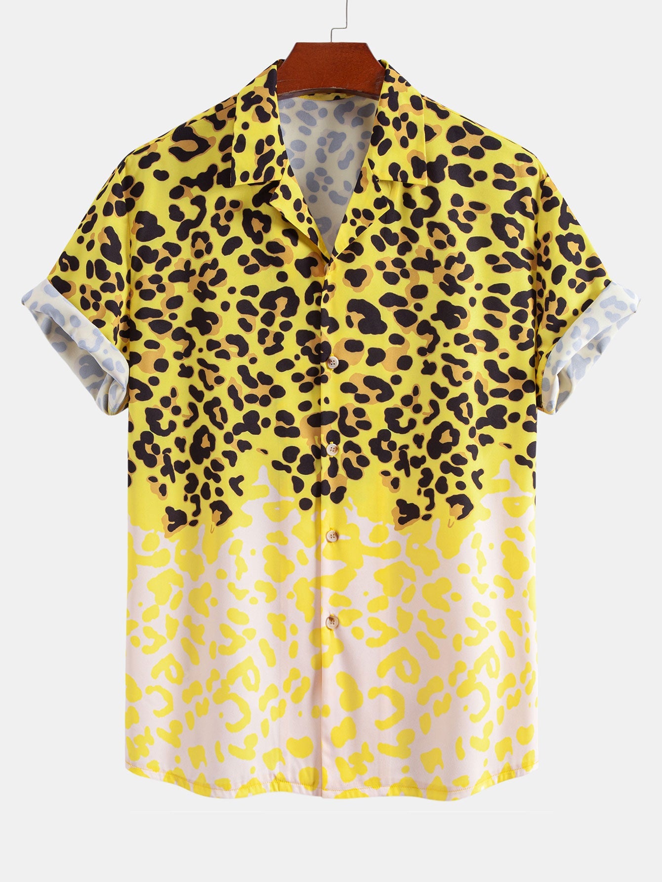 Leopard Print Button Up Shirt & Swim Shorts