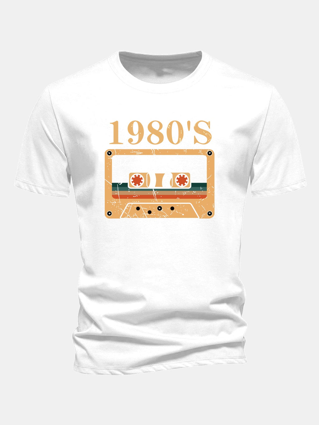 Regular Fit 1980's Cassette Tape Print Cotton T-Shirt