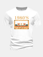 Regular Fit 1980's Cassette Tape Print Cotton T-Shirt