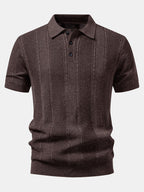 Linen Textured Knit Polo & Slim Fit Tapered Trousers