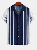 Linen Look Stripe Cuban Collar Shirt