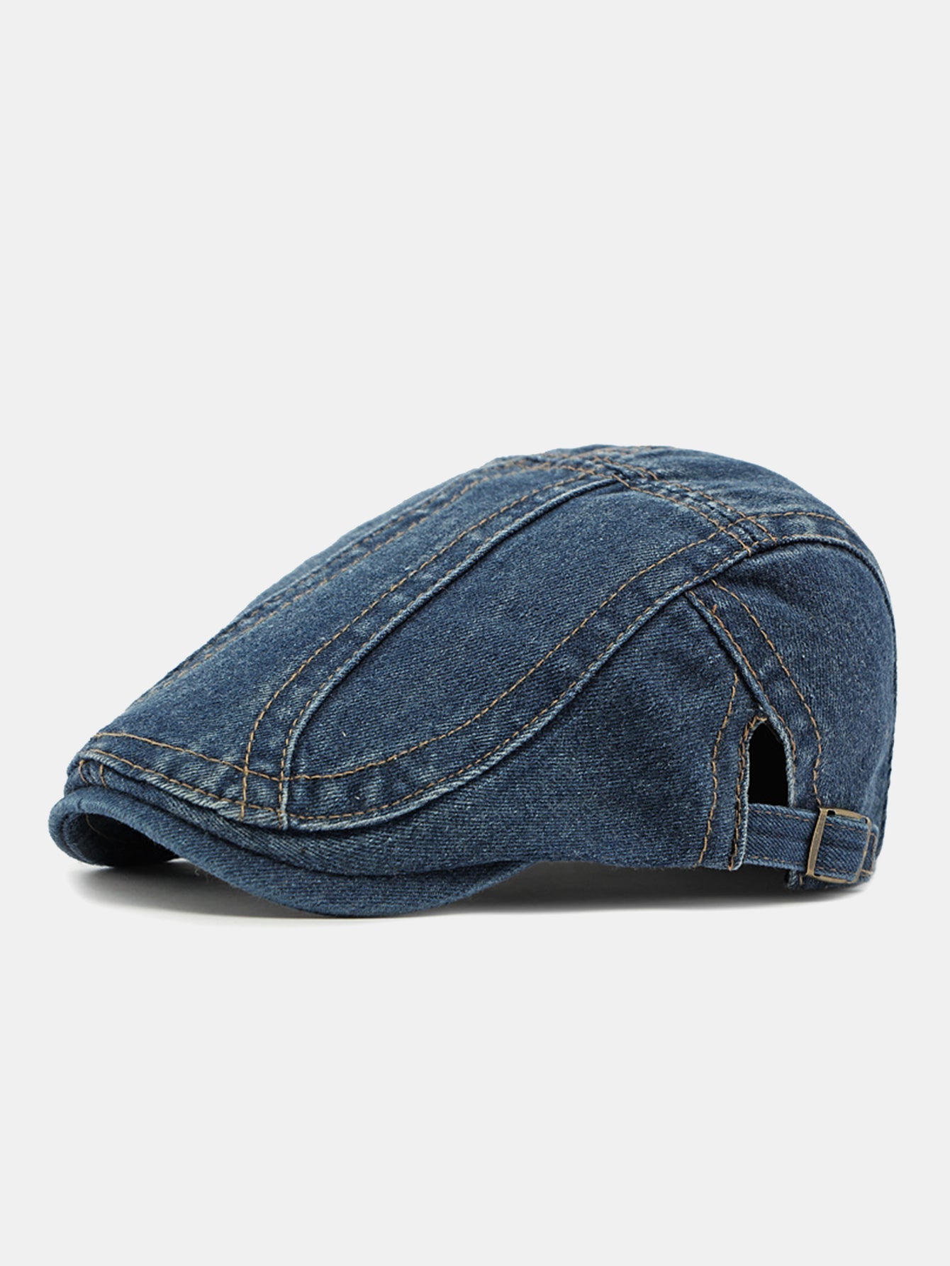 Vintage Washed Denim Flat Cap Adjustable Ivy Newsboy Hat
