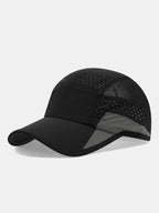 Quick Dry Vented Athletic Cap | Perforated Mesh Spliced Low Profile Lightweight Adjustable Running Sports Hat