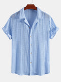 Open Knit Textured Cuban Collar Shirt
