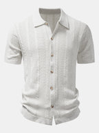 Linen Textured Knit Shirt & Slim Fit Tapered Trousers