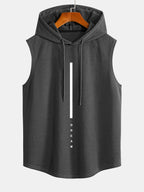Dream Stripe Print Curved Hem Sleeveless Hooded Tank Top