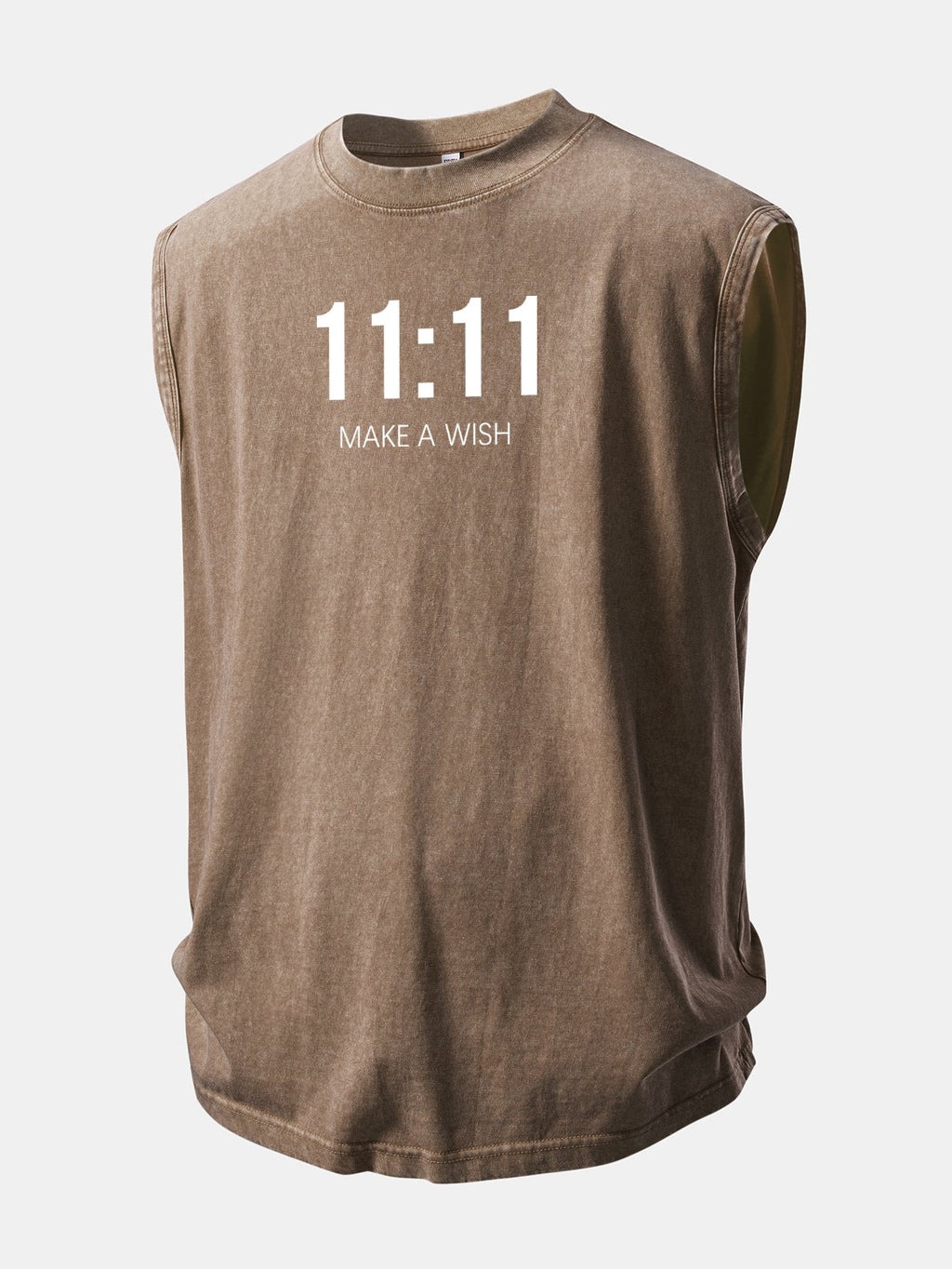 11:11 Print Washed Distressed Tank Top