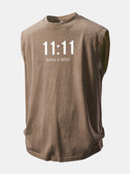 11:11 Print Washed Distressed Tank Top
