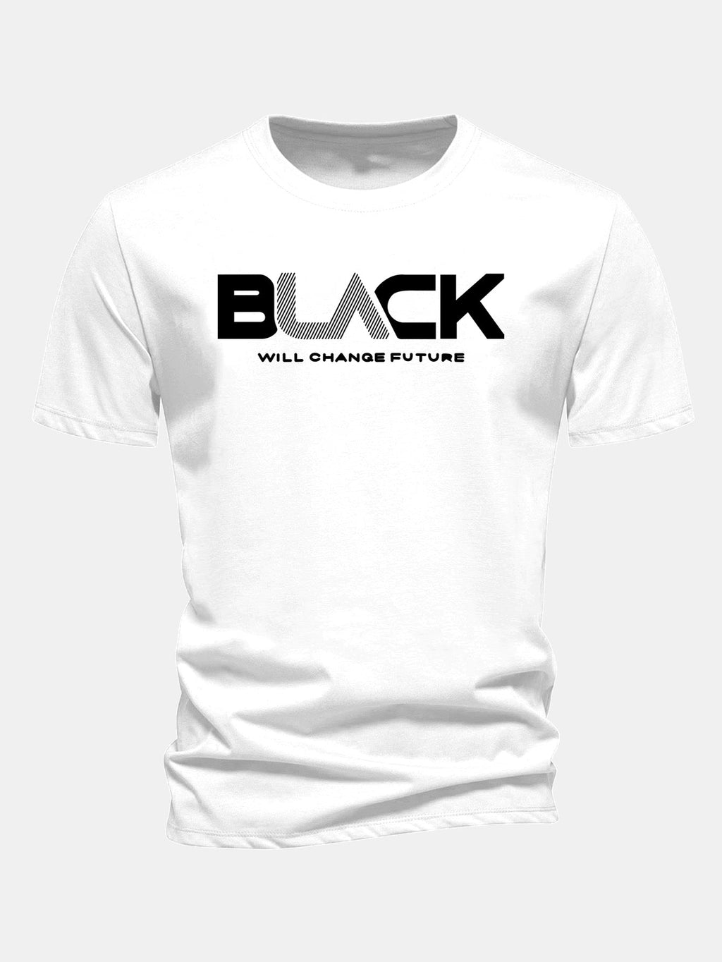 Regular Fit Black Print Cotton T-Shirt