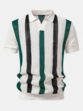 Stripe V Neck Knit Polo