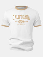 California Print Contrast Ringer T-Shirt