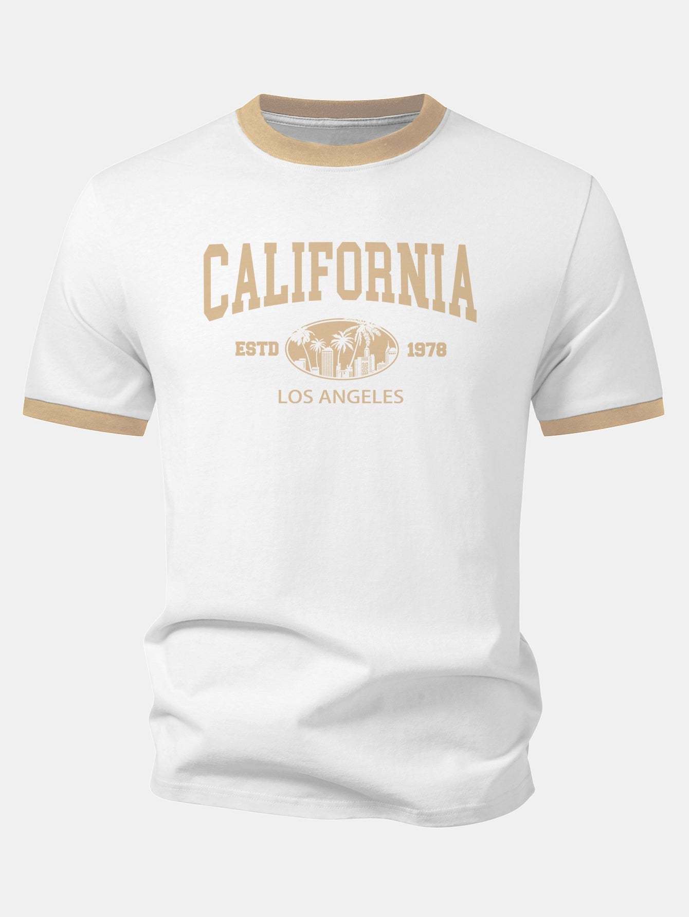 California Print Contrast Ringer T-Shirt