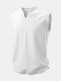 Ribbed Notched Collar Tank Top