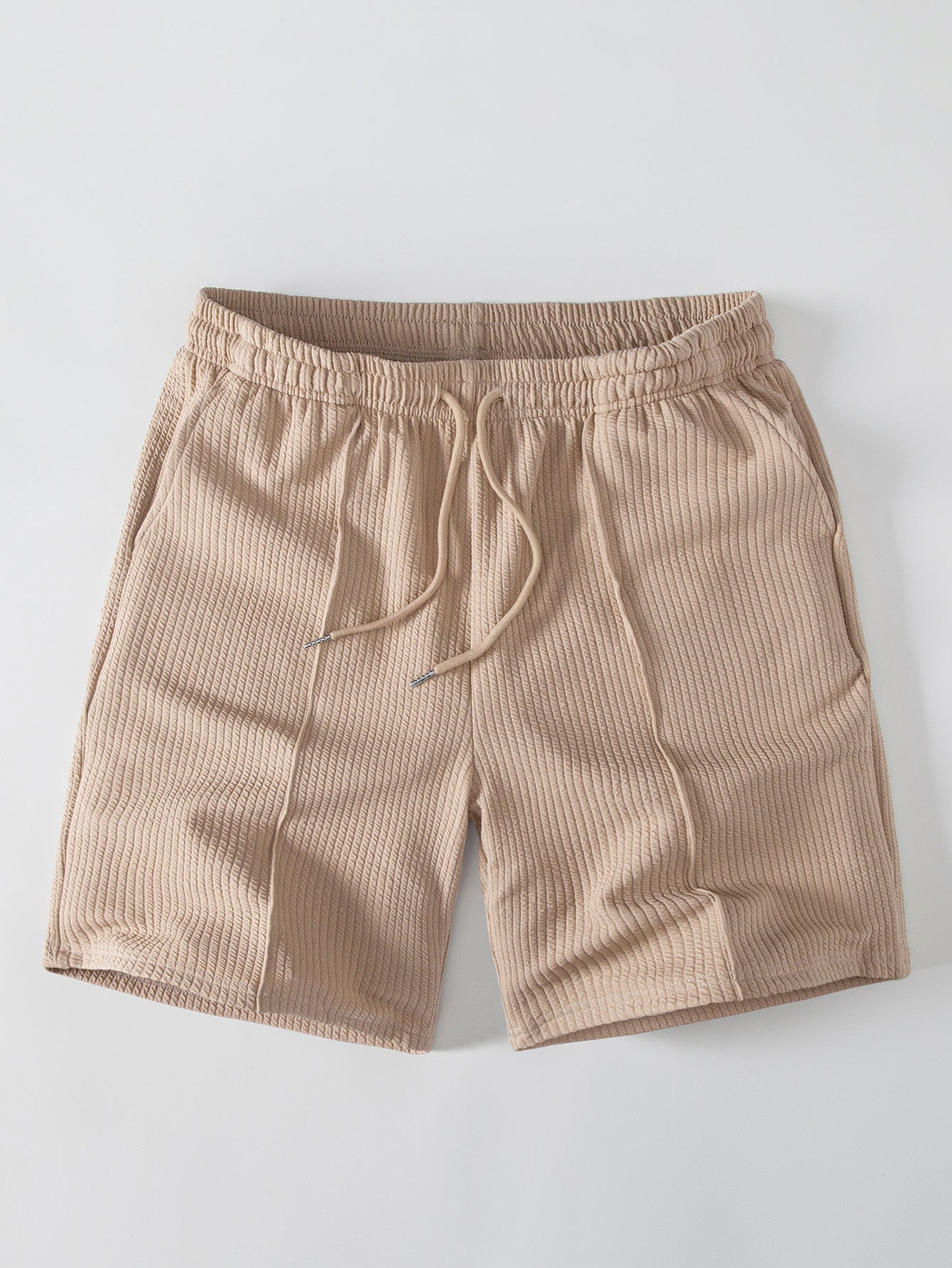 Ribbed Crew Collar T-Shirt & Drawstring Shorts Set