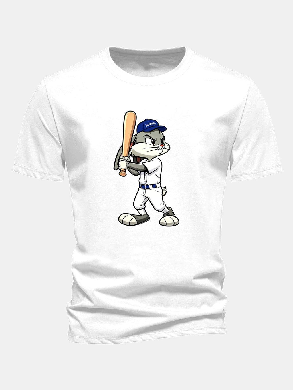 Regular Fit Baseball Rabbit Print Cotton T-Shirt