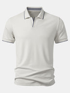 Contrast Trim Johnny Collar Polo