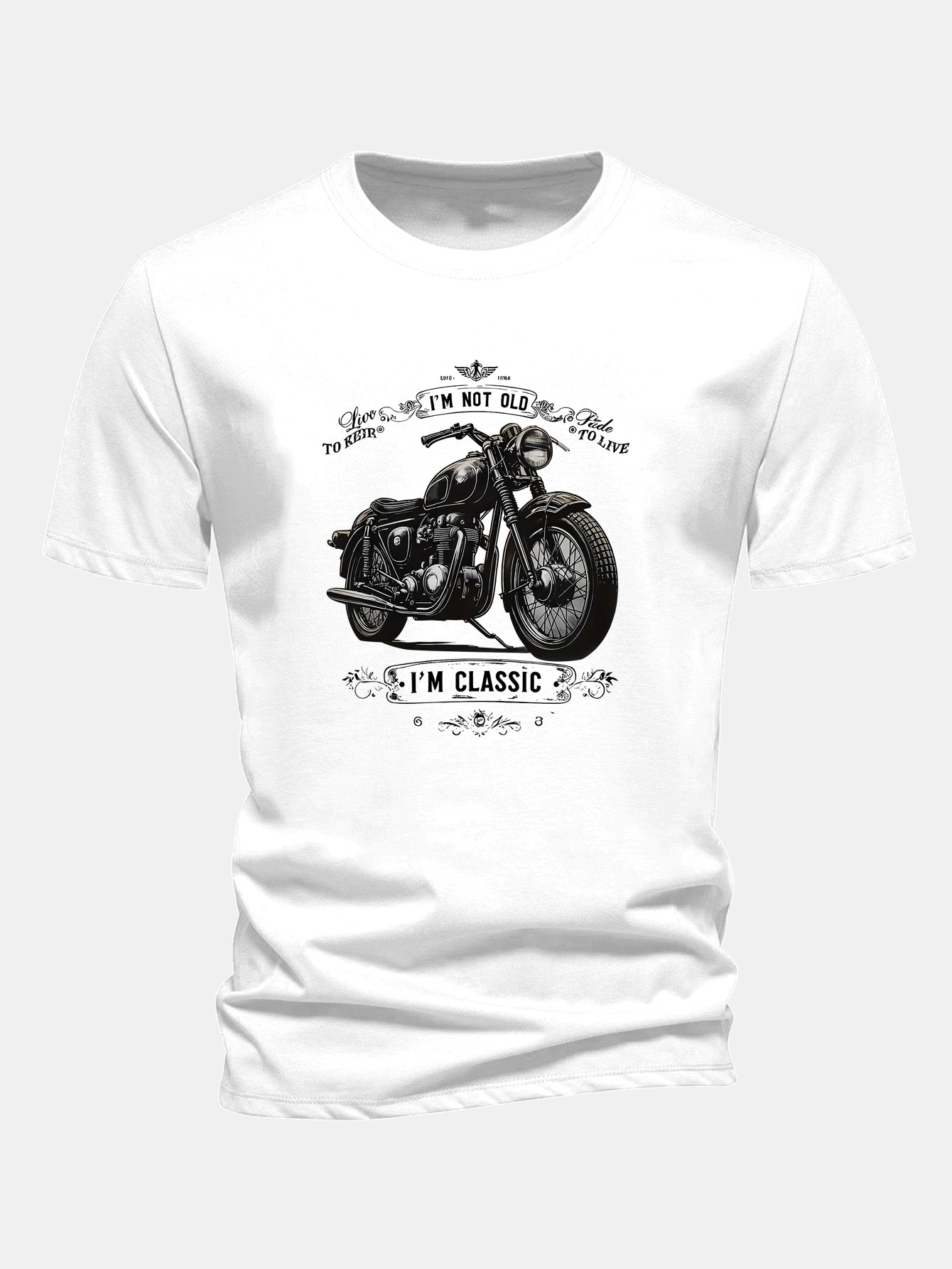 Regular Fit Classic Motorcycle Print Cotton T-Shirt