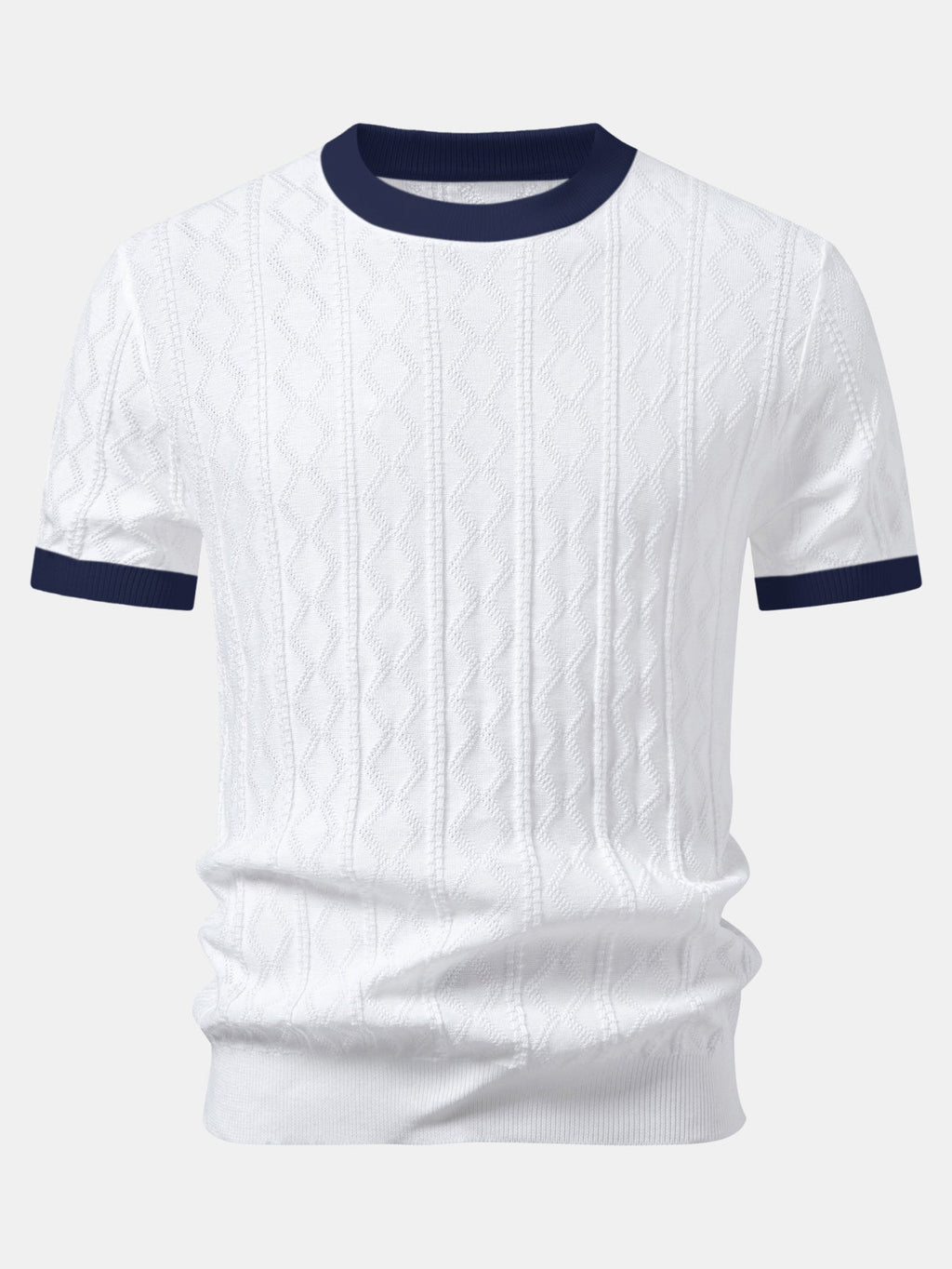 Contrast Geometric Jacquard Knit T-Shirt