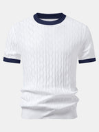 Contrast Geometric Jacquard Knit T-Shirt
