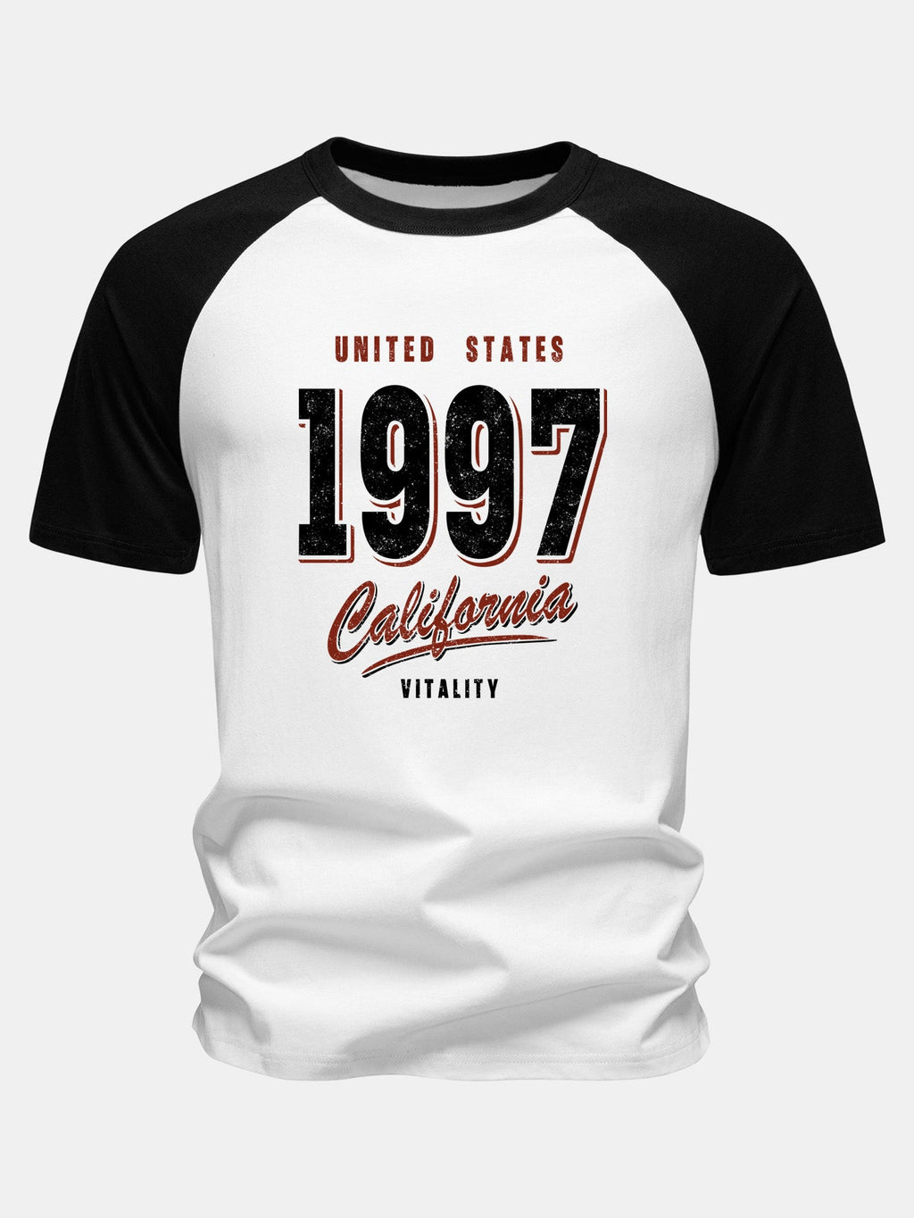 1997 California Print Cotton Raglan Sleeve T-Shirt