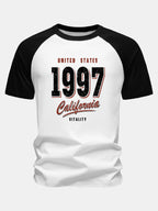 1997 California Print Cotton Raglan Sleeve T-Shirt