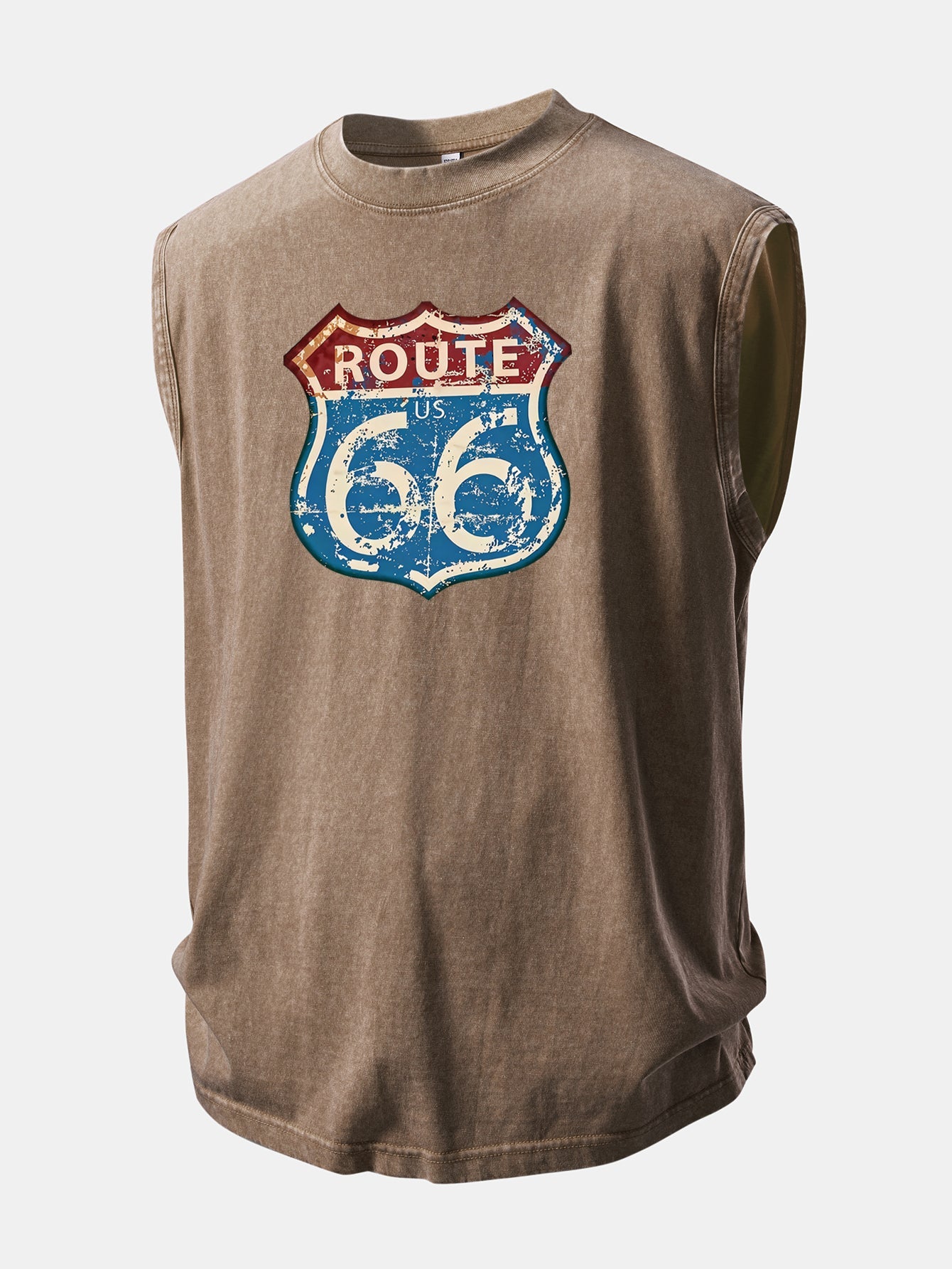U.S. Route 66 Print Washed Distressed Tank Top