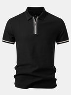 Contrast Trim Zipper Polo