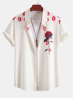 Rose Lip Print Button Up Shirt