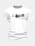 Regular Fit Keyboard Heartbeat Print Cotton T-Shirt