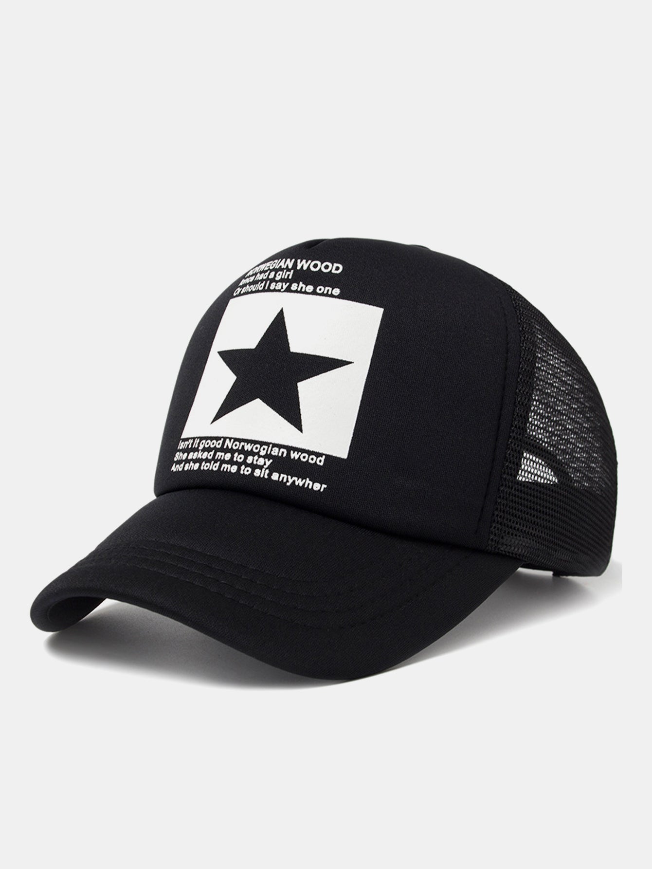 Star Graphic Trucker Cap | Mesh Back Adjustable Snapback Casual Streetwear Baseball Hat
