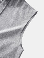 Curved Hem Sleeveless Hooded Tank Top
