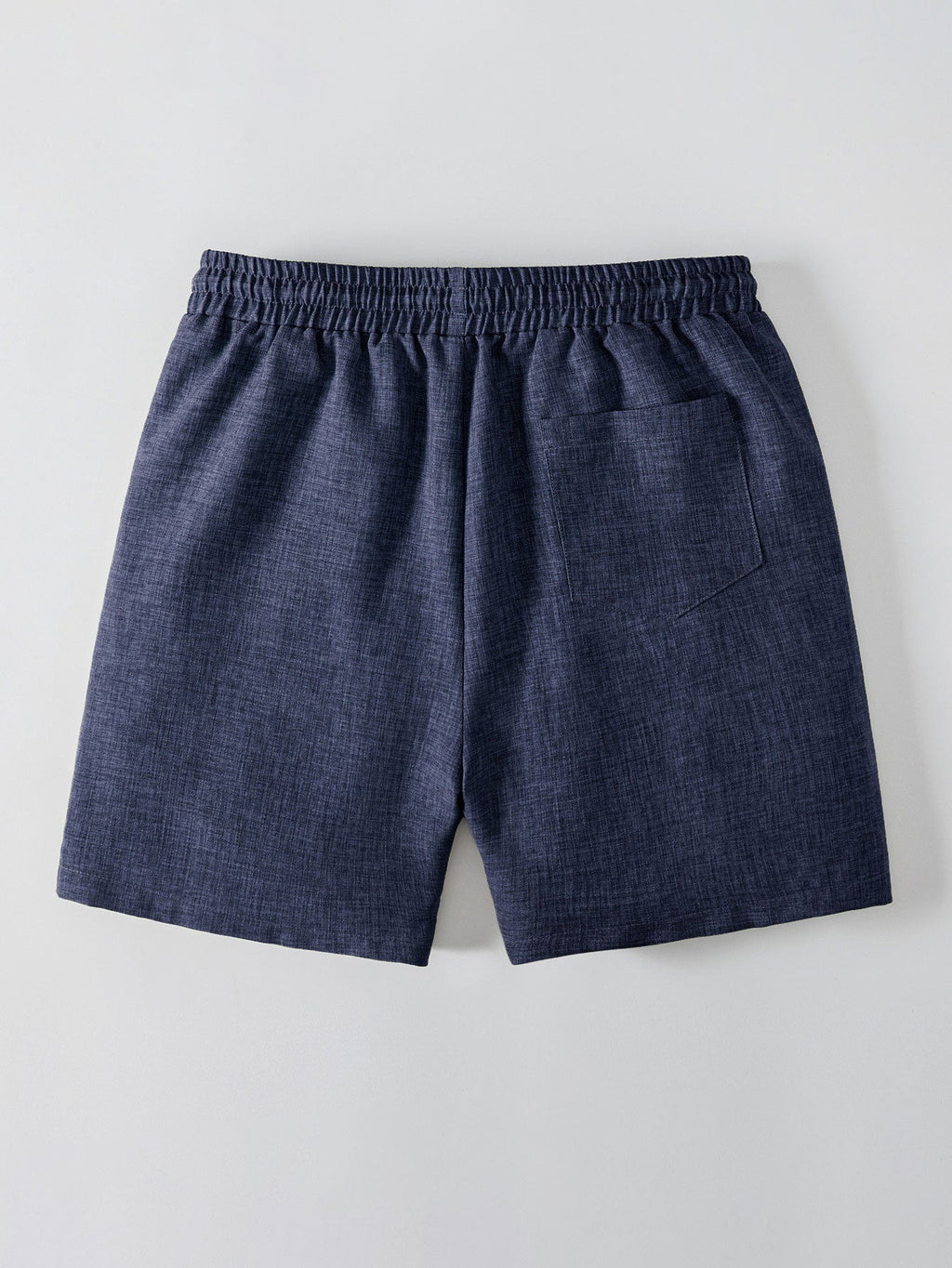 Linen Look Stand Collar Shirt & Drawstring 7" Shorts