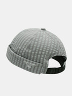 Quick Dry Grid Textured Roll Cuff Docker Cap -  Adjustable Plastic Buckle Streetwear Skull Hat