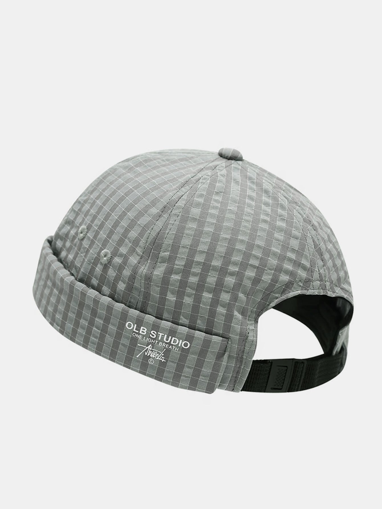 Quick Dry Grid Textured Roll Cuff Docker Cap -  Adjustable Plastic Buckle Streetwear Skull Hat