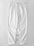 Stripe Button Up Knit Shirt & Straight Leg Linen Pants