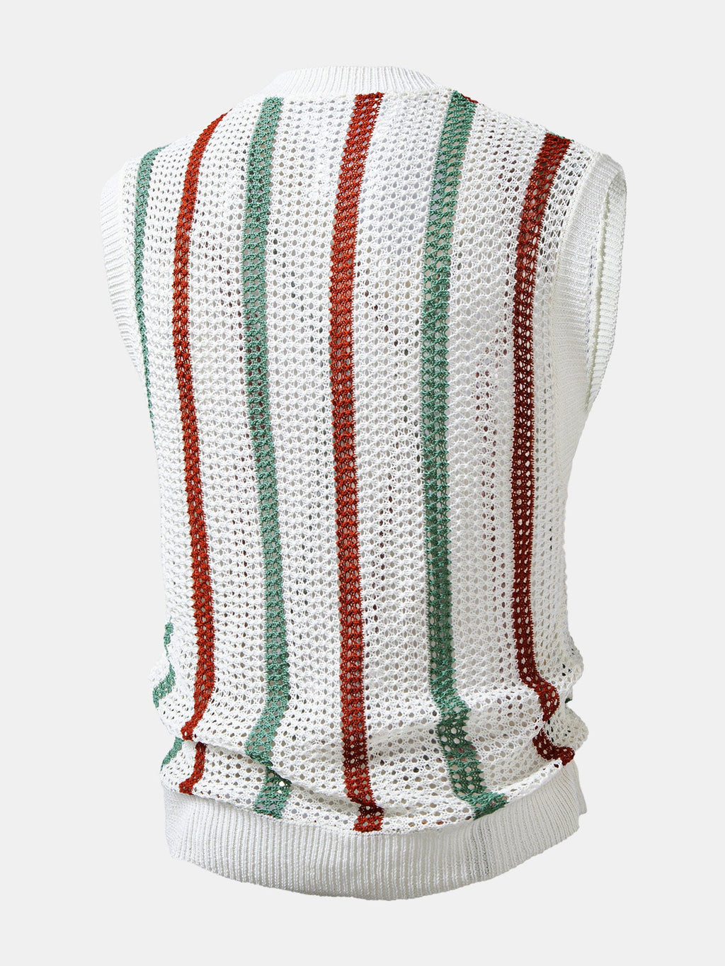 Stripe Crochet V Neck Knit Tank Top