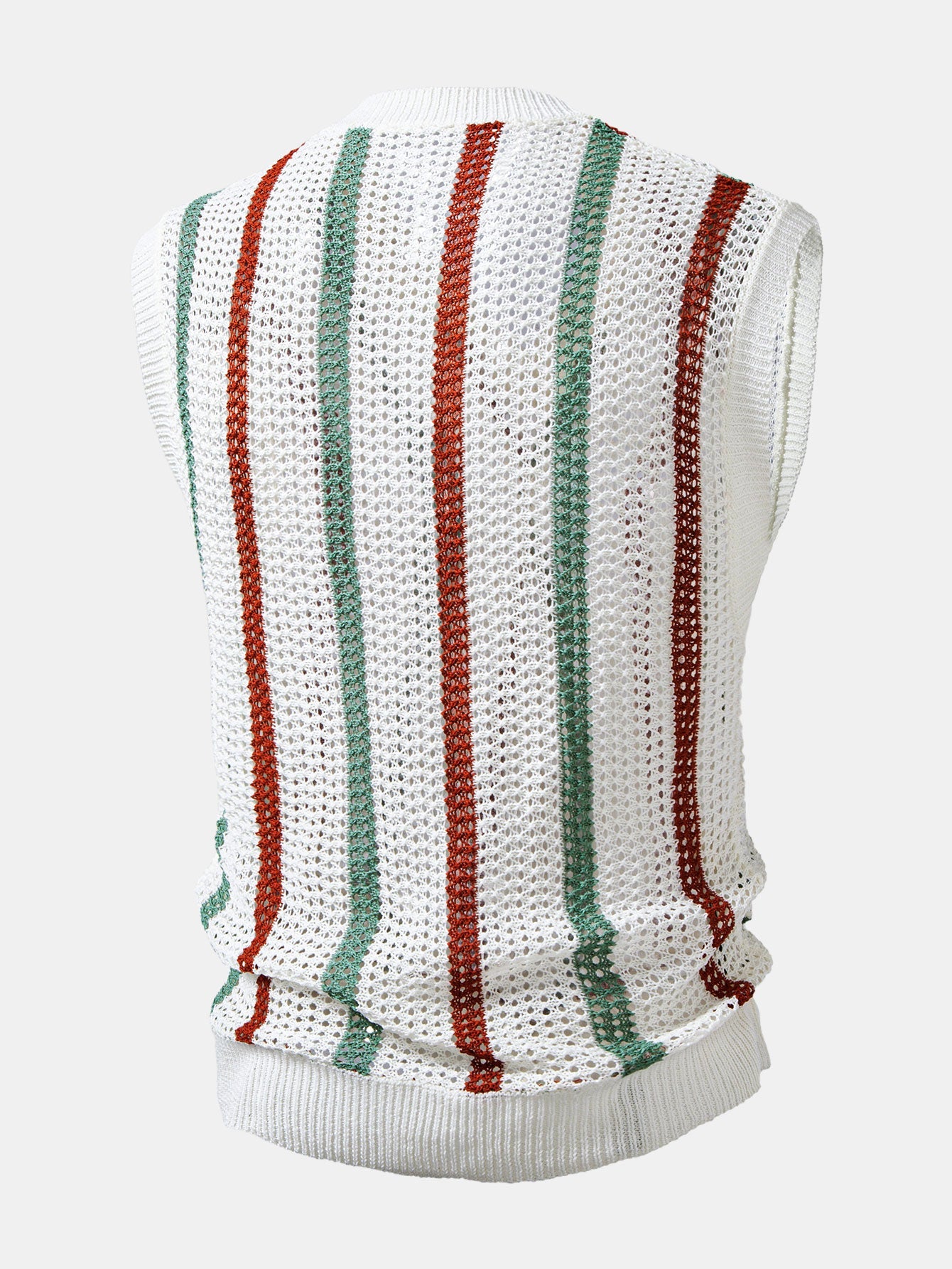 Stripe Crochet V Neck Knit Tank Top