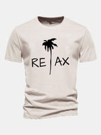 Regular Fit Relax Palm Tree Print Cotton T-Shirt