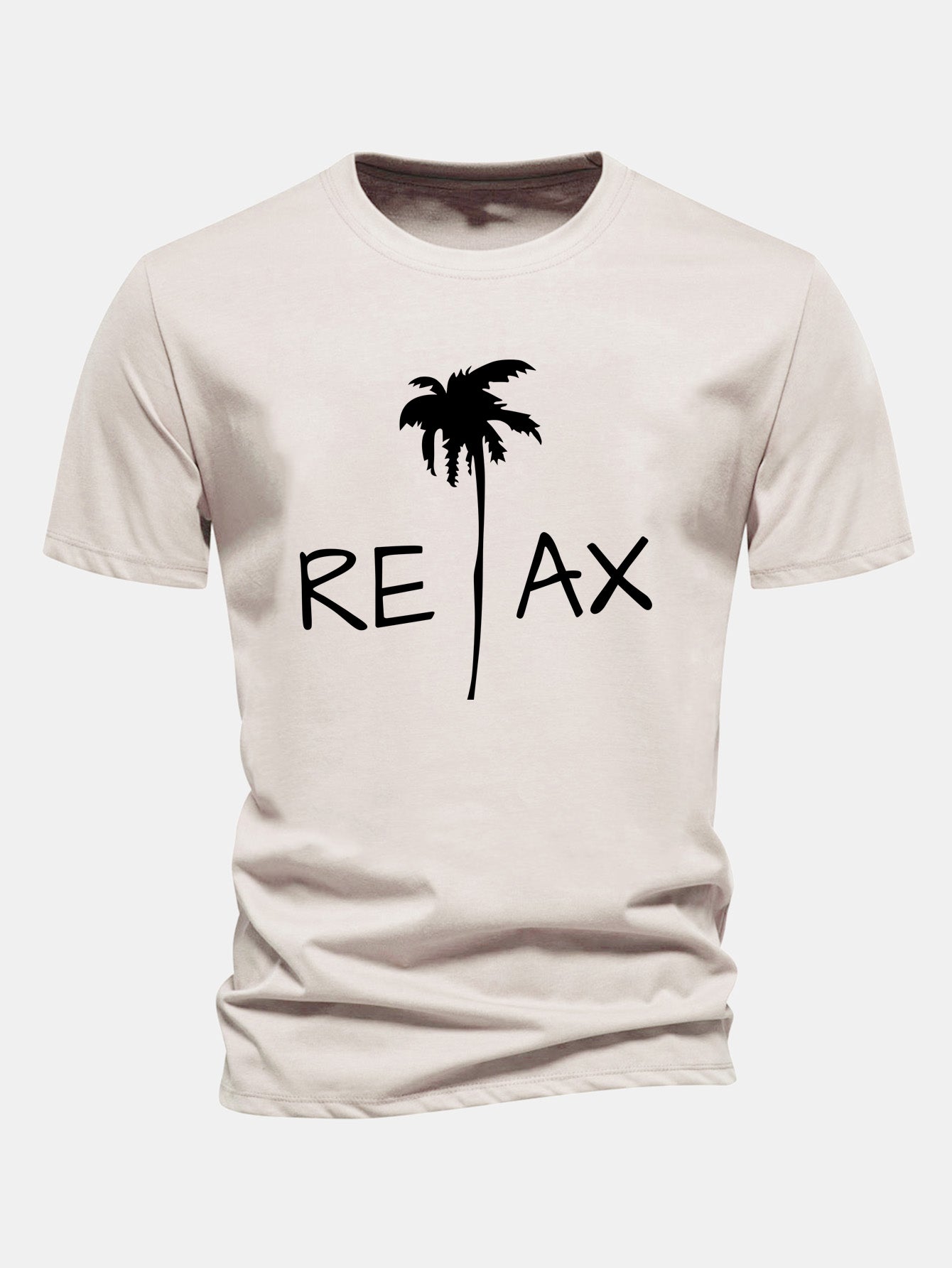 Regular Fit Relax Palm Tree Print Cotton T-Shirt