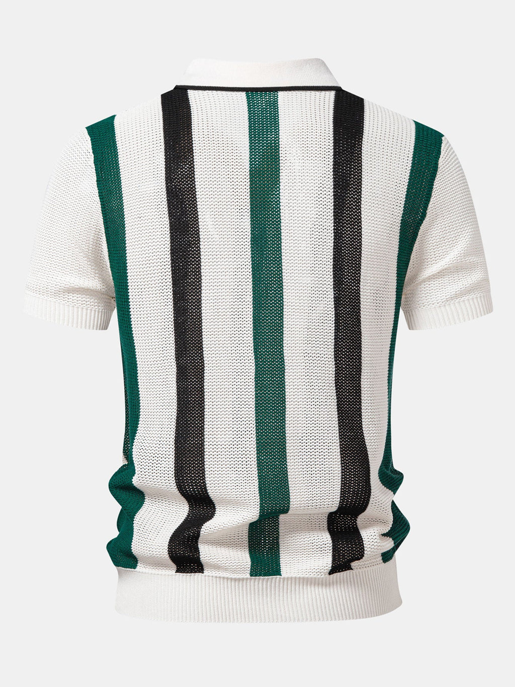 Stripe V Neck Knit Polo & Straight Leg Linen Pants