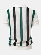 Stripe V Neck Knit Polo