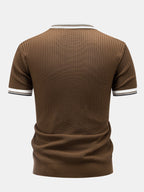 Contrast Trim Knit Polo Shirt & Slim Fit Tapered Trousers