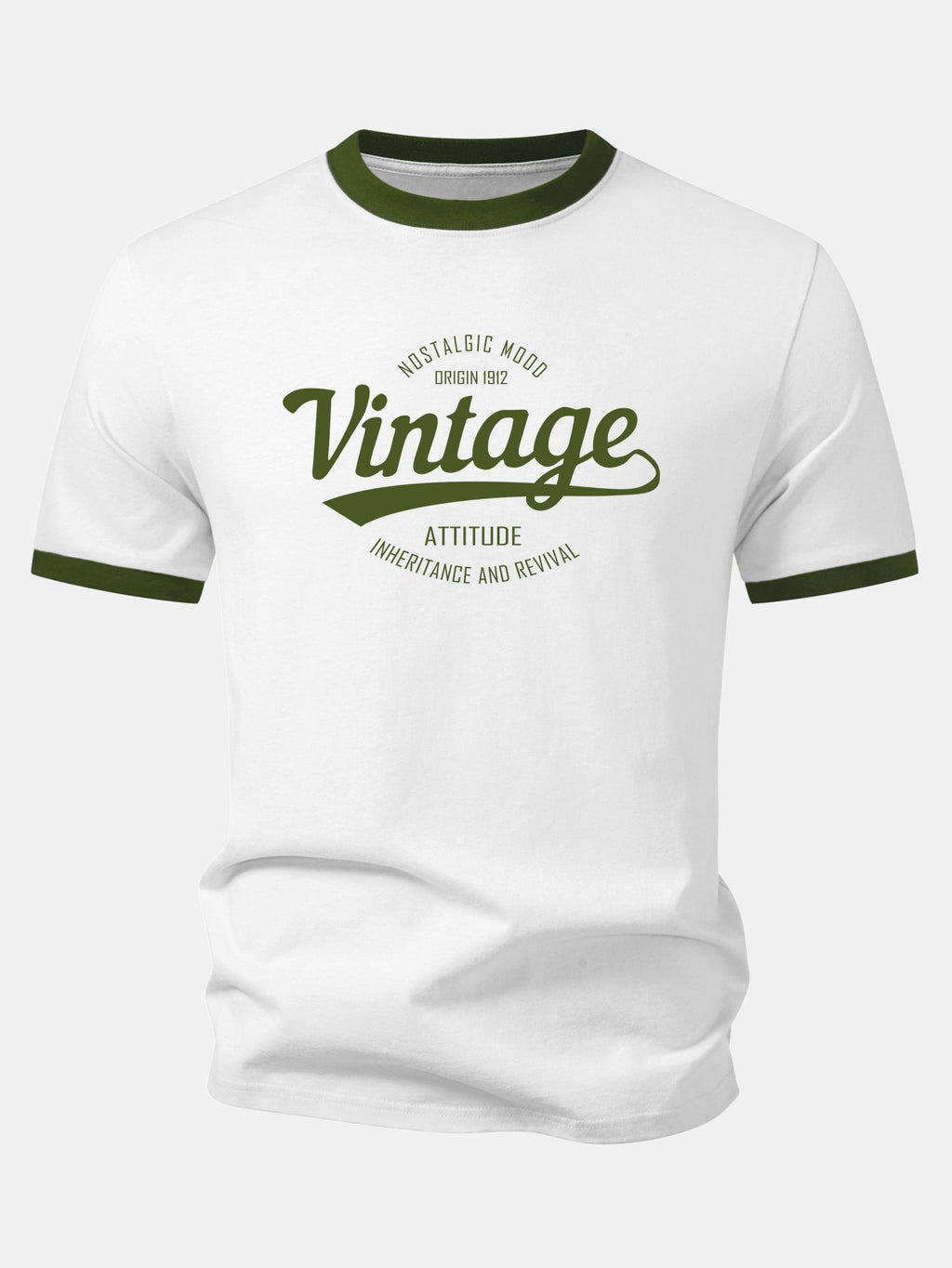 Vintage Print Contrast Ringer T-Shirt