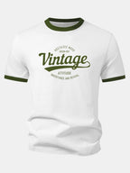 Vintage Print Contrast Ringer T-Shirt