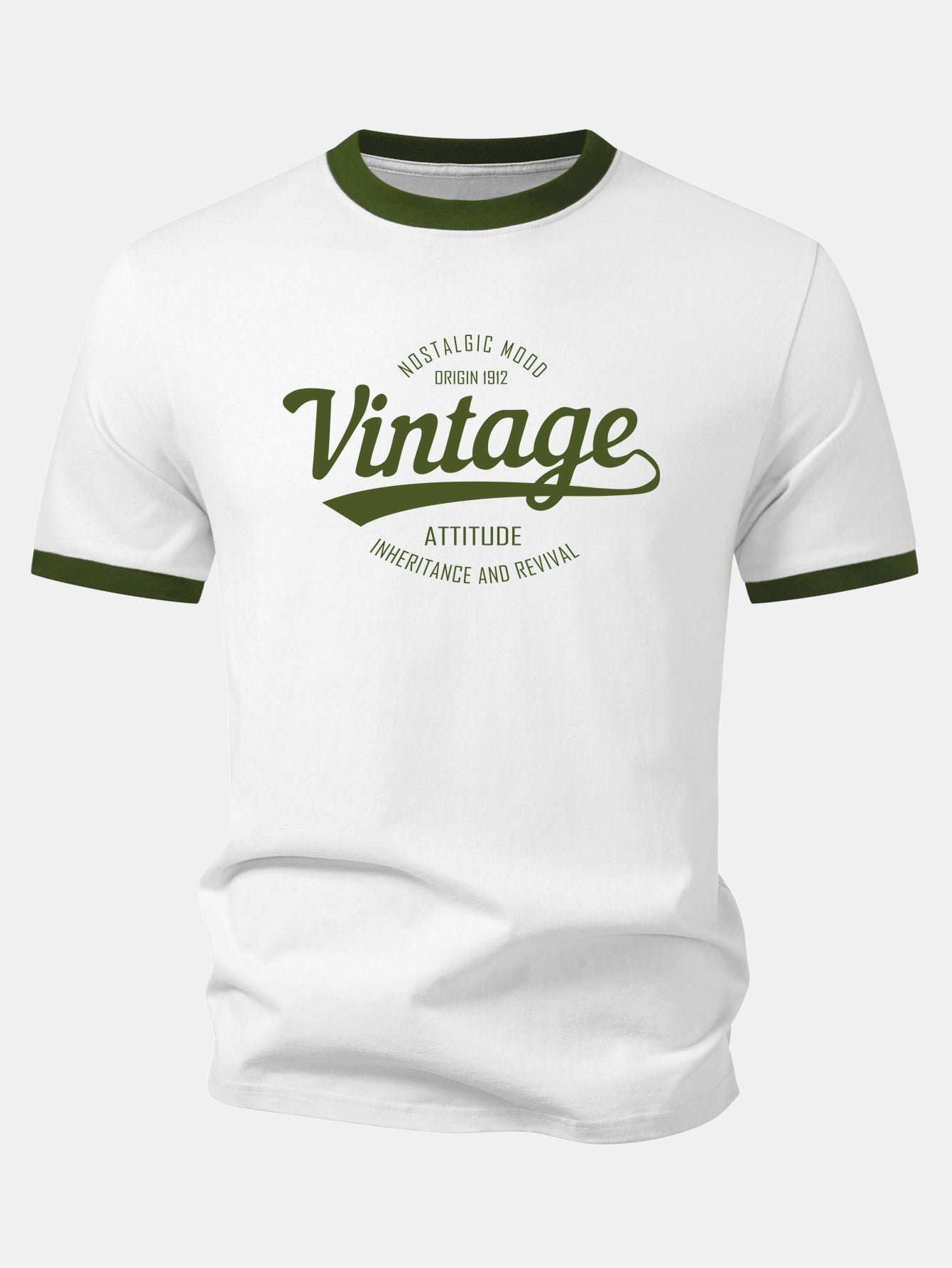 Vintage Print Contrast Ringer T-Shirt