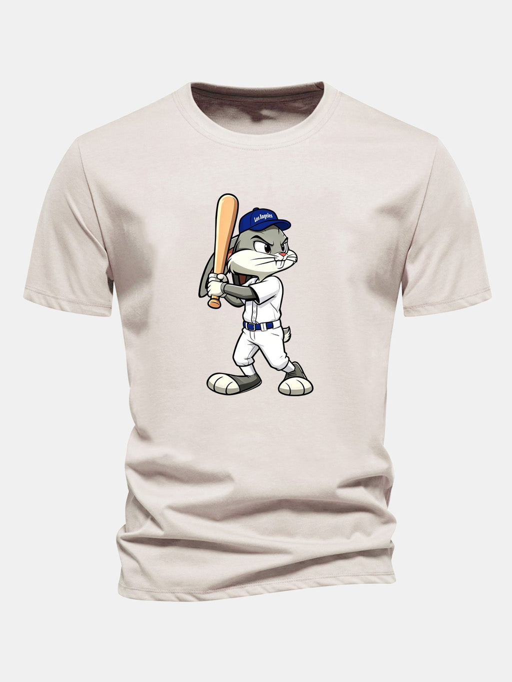 Regular Fit Baseball Rabbit Print Cotton T-Shirt
