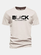 Regular Fit Black Print Cotton T-Shirt