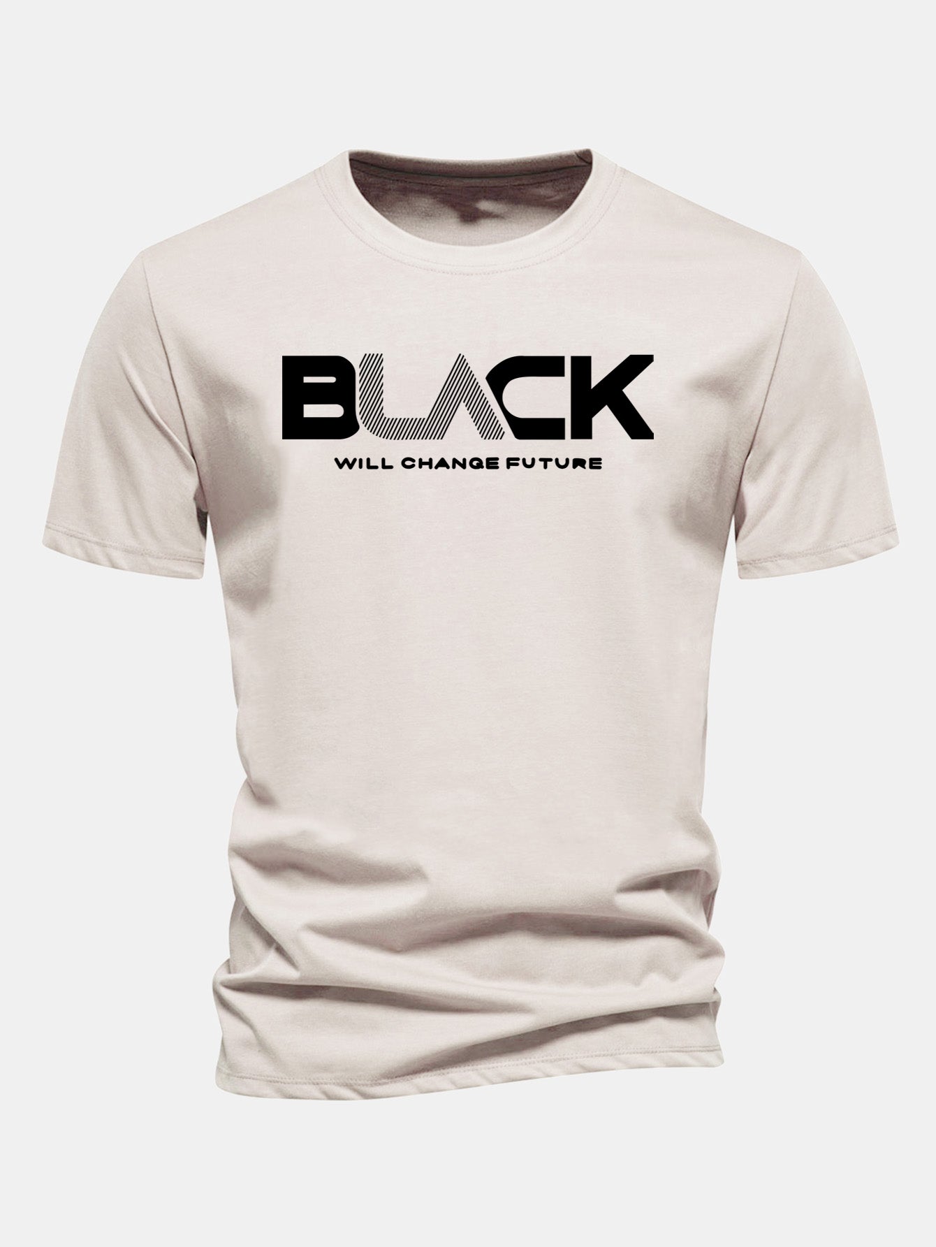 Regular Fit Black Print Cotton T-Shirt