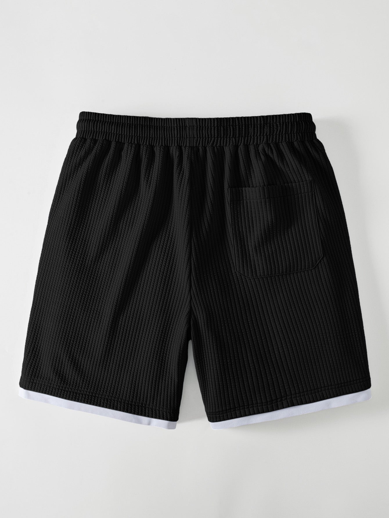 2 In 1 Ribbed Notched Collar T-Shirt & Ribbed 7" Shorts