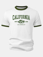California Print Contrast Ringer T-Shirt